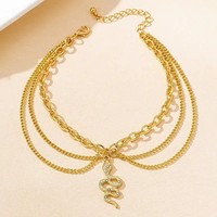 3 Teile FußKettchen Gold FußKette Schlange FußSchmuck Panzerkette Vergoldet