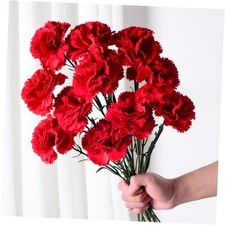 10Pcs Artificial Flowers Carnation Flower,Silk Carnations Flower Bouquets, Red