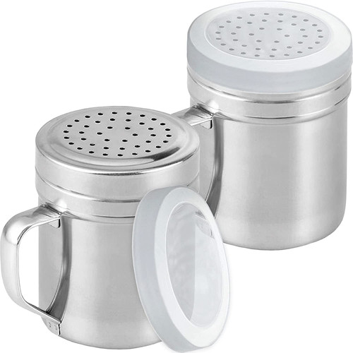Metal Salt Pepper Dredge Shakers With Handle Seasonings Spice Shakers With Holes
