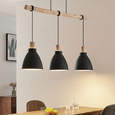Lindby Hängeleuchte Pendelleuchte Trebale Schwarz Holz Esstisch Lampe Holz