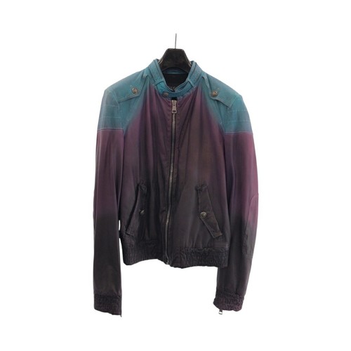 Gucci Size 46 Purple Multicolor Silver Hardware Leather Rider Jacket For Men - Picture 11 of 11