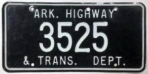 Vintage Arkansas State Government Highway Department License Plate 3525