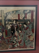 【 置屋の版木 山桜製 】 明治時代 遊女/芸者/女郎 蔵出 希少 Ｉ0418Ｆ 令女界