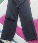 NWOT Express size 2S High Waisted Black Wash Ripped Belted Wide Leg Jeans — photo 2