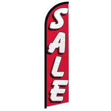 Pack of 2 Sale Full Curve Windless Swooper Flag Sale Flag RD/WT 100D X1