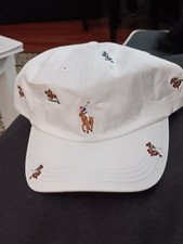POLO RALPH LAUREN MEN'S CLASSIC WHITE ALL OVER LOGOS "RL" CAP HAT OSFA 49 NWT