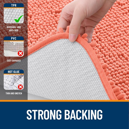 Bathroom Rugs 30x20, Extra Soft Absorbent Chenille Bath Rugs, Rubber Backing ... - Picture 6 of 8