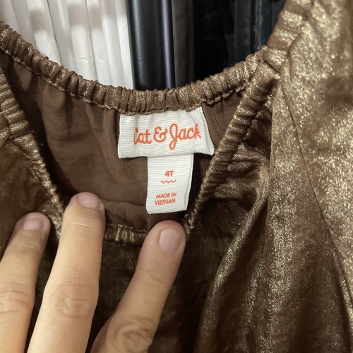 Cat and Jack Mädchen 4t Jumpsuit, Metallic Bronze, Kurzarm, Hose mit weitem Bein - Bild 5 von 6
