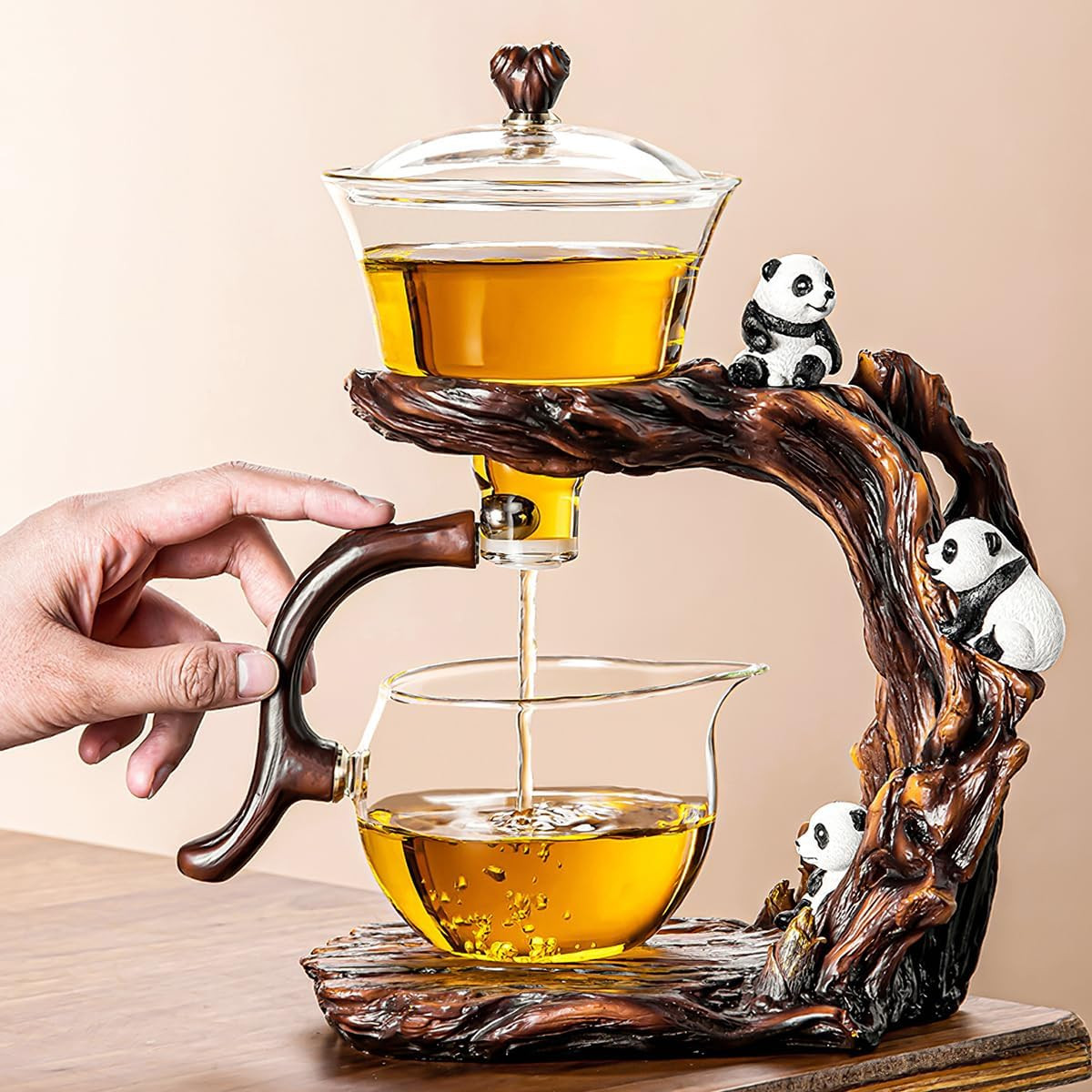 Pot Set - Heat Resistant Glass & Wood Design