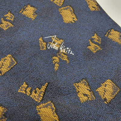 John Weitz Mens Tie Poly Silk Vintage Tie Navy Blue Gold  display picture 1