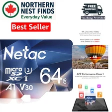 Ultra-Reliable 64GB MicroSDXC Card - A1, U3, V30 Class, Shock-Proof & Waterproof