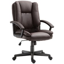 HOMCOM Office Chair Mid Back PU Leather Chair w/ Arm, Brown , Refurbished