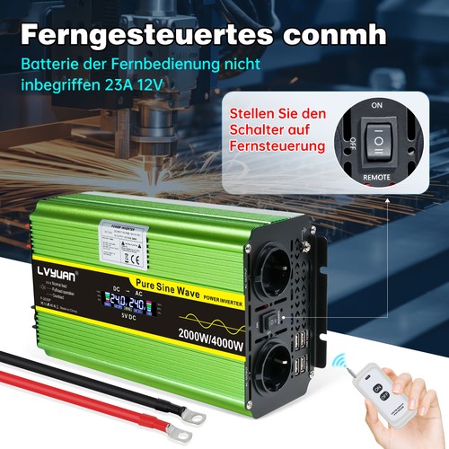 2000W Pure Sine Wave Inverter 12V/24V 230V 4000W Peak LCD Remote Control - Picture 15 of 24