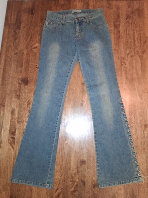 Max Studio Flare Strech Suede side laced Blue Jeans Y2K Size 8
