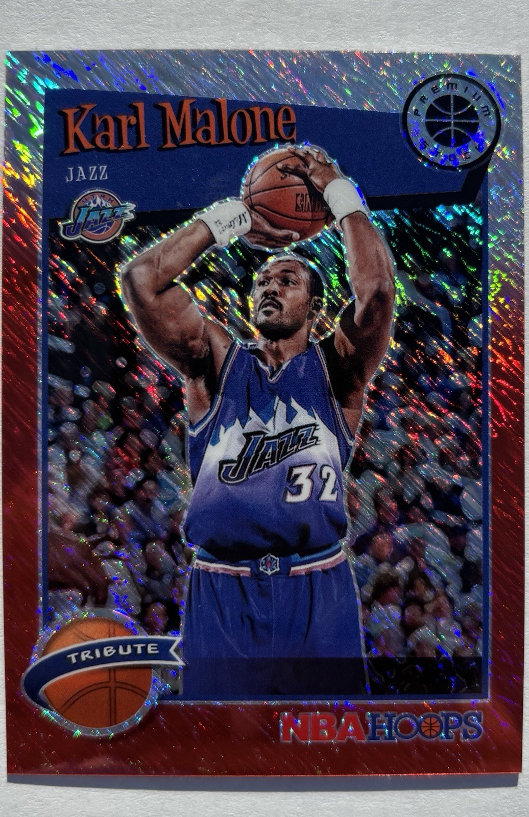 Karl Malone 2019 Hoops Premium Stock Red Shimmer #286 Serial Numbered 67/88