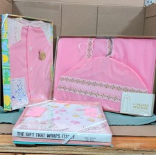 Vtg 70s Baby Sleeper Lot of 3 NOS Kleinert's Lullaby Land Diaper Stacker Pink