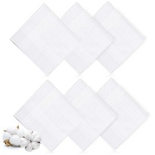6 Pcs 100 Cotton Handkerchiefs 16x16 Inch White Pocket Hankies for Men