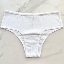 PINK Victoria's Secret Cotton Heart Pointelle Cheeky Panty Optic White M/L/XL