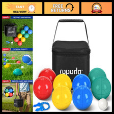 90mm Bocce Ball Set - 8 Balls, Pallino, Case  Measuring Rope for Backyard Fun