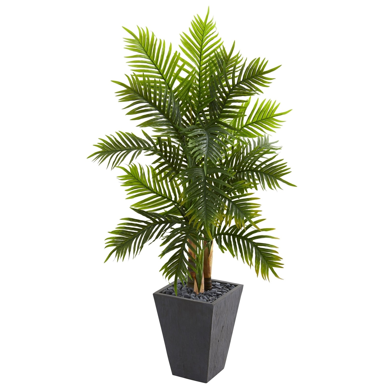 5.5 ft Areca Palm Artificial Tree in Slate Planter - Green Foliage