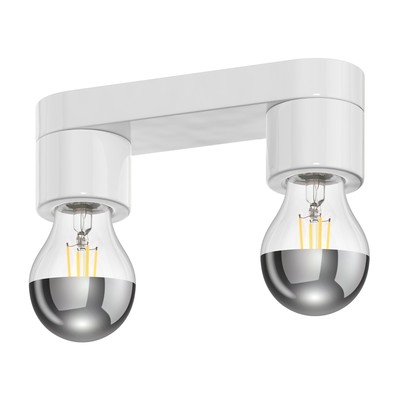Deckenleuchte ELEKTRA, 2-flammig, Porzellan, weiß glänzend, inkl. E27 Lampen,