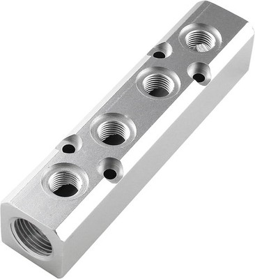 4 Way Pneumatic Manifold Air Distribution Block, 1/4'' Output Port 1/2'' Supply...