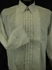 VINTAGE WHITE  BLACK RUFFLED TUXEDO SHIRT NEW 15/34