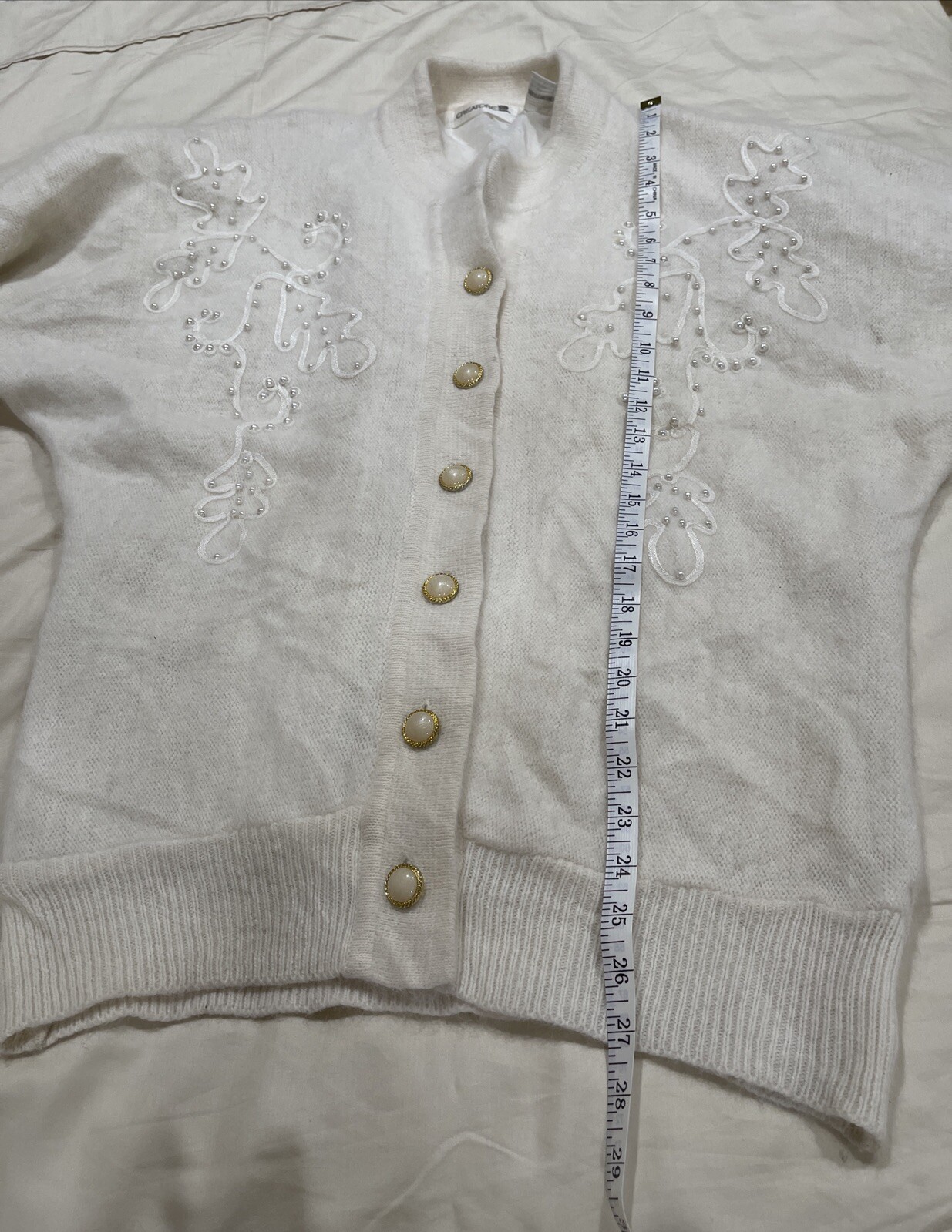 Creatore Women’s Cardigan Angora /Wool White Size M