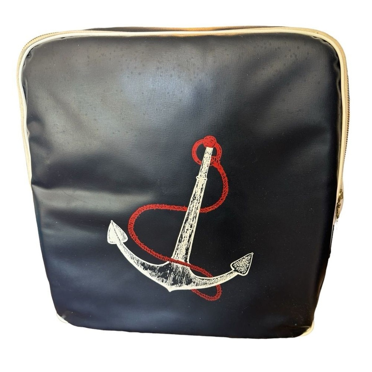 Vintage Large Navy Blue Nautical Anchor Art Sailing Thermos Picnic - Main Image