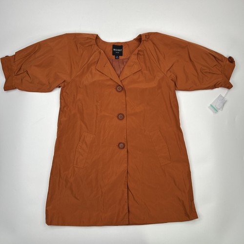 NEW Insight New York Nordstrom Jacket Sz 10 Burnt Orange 3/4 Puff Sleeve Button