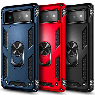 For Google Pixel 6 / 6 Pro Case Ring Stand Armor Phone Cover w/ Screen Protector
