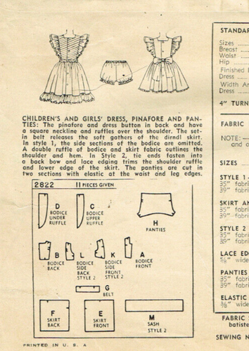 1940s Vintage Simplicity Sewing Pattern 2822 Girls Frilly Party Dress Frock - Picture 4 of 4