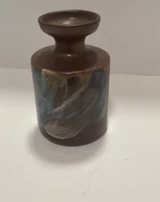 Pottery Craft USA Abstract Mid-Century Earth Tone Handcrafted Bud Vase
