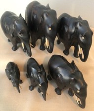 19th Century African Fine Rosewood Elephants, 6 - 1336 Grams