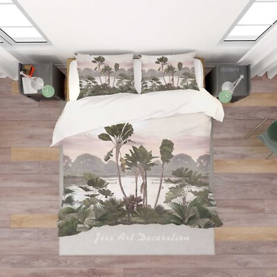 3D Plant River Tropical Landscape Quilt Cover Set Bedding Sets Pillowcases Queen