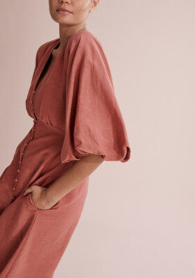 Country Road Full Sleeve Linen Midi Dress [4] NWT RRP$249 Cardamom | eBay  Australia