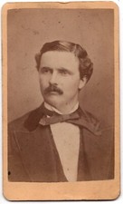 Antique CDV Circa 1870s John F. Nice Handsome Man With Mustache Williamsport PA