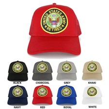 United States Army Retired Circle Iron on Patch Adjustable Trucker Cap