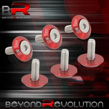 JDM 6PCS Billet Fender Washer Screw Bolts M6 X 20MM Engine Bay Dress Up Kit Red
