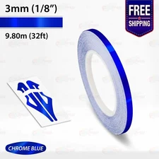CHROME BLUE 1/8" PIN STRIPE Car Model Motorcycle Decal TAPE Vinyl Sticker 3mm