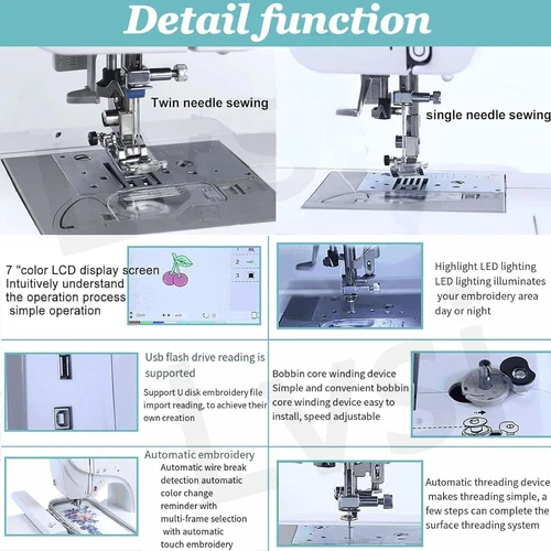 220V 45W Automatische Nähmaschine Nähen Stickmaschine Stickerei,150 Stickmuster - Bild 14 von 20