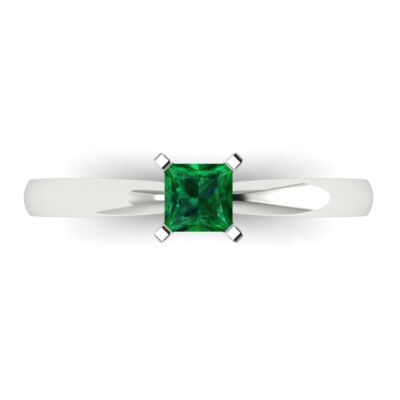 0,5 TCW Princess Vintage Verlobungsring, 14K Weißgold Lab Created Edelstein