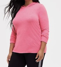 Torrid Women  s Plus Size 2 2X 18-20 Neon Pink Slub Light Hoodie Sweatshirt New