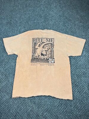 Vintage Red Dirt Hawaii T-Shirt Mens Large Short Sleeve Dyed With Dirt Bite Me