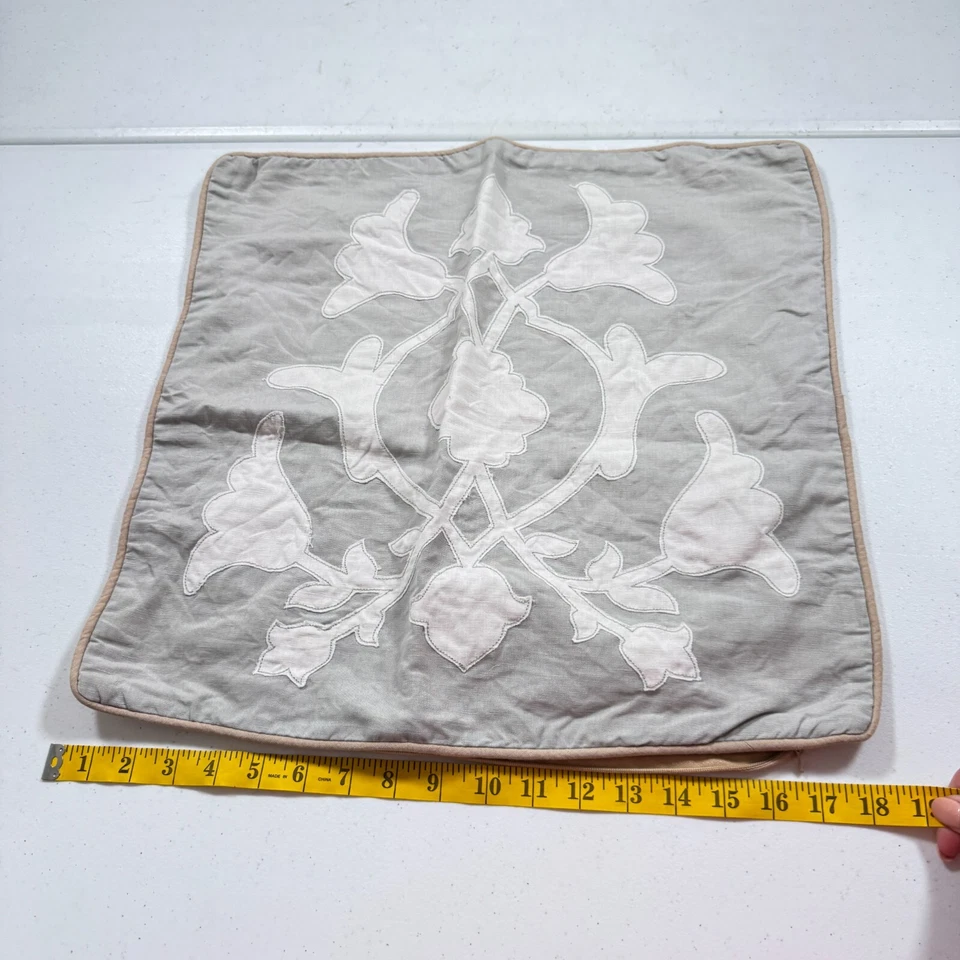 barbara barry sham euro gris floral mezcla lino cremallera moderna Foto 3 de 4