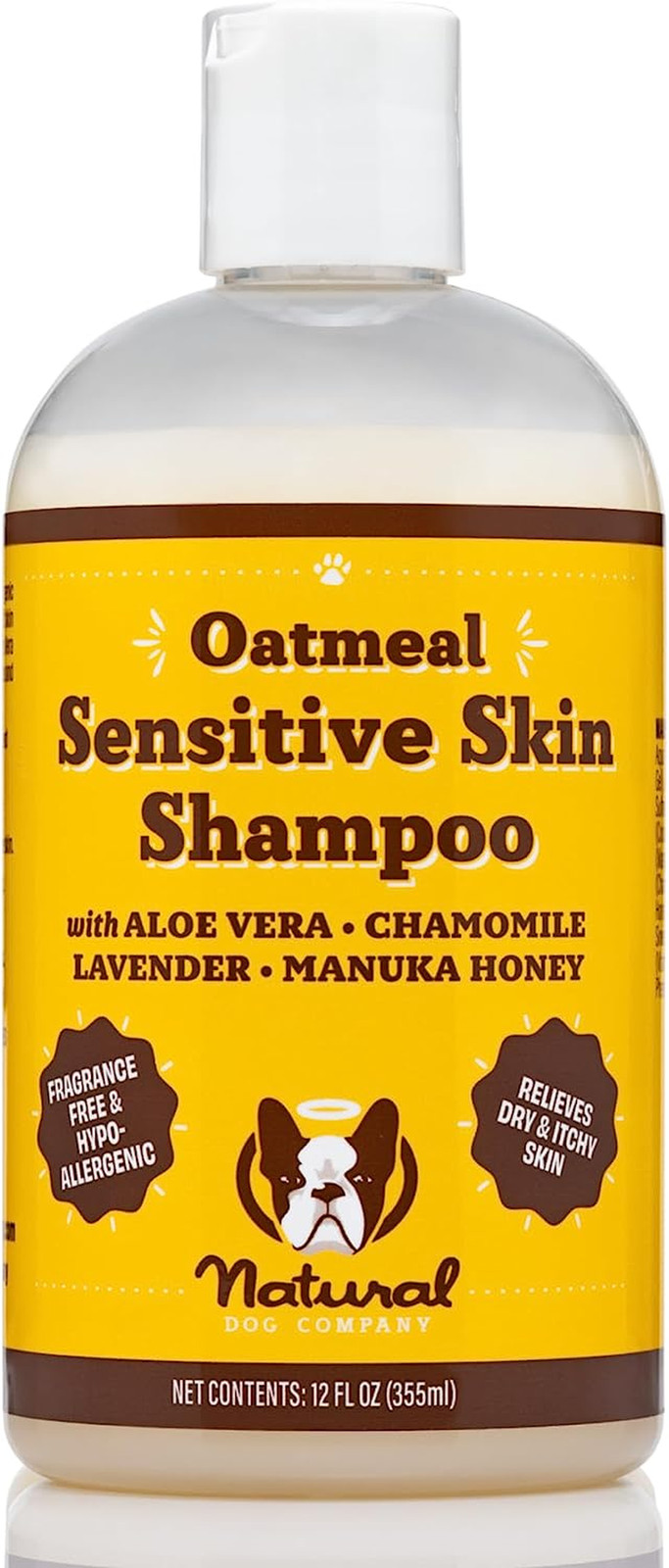 Natural Dog Company Sensitive Skin Shampoo (12 Oz) | Aloe Vera and Oatmeal Dog