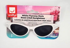 1950s Style White Flyaway Black Lens Sunglasses