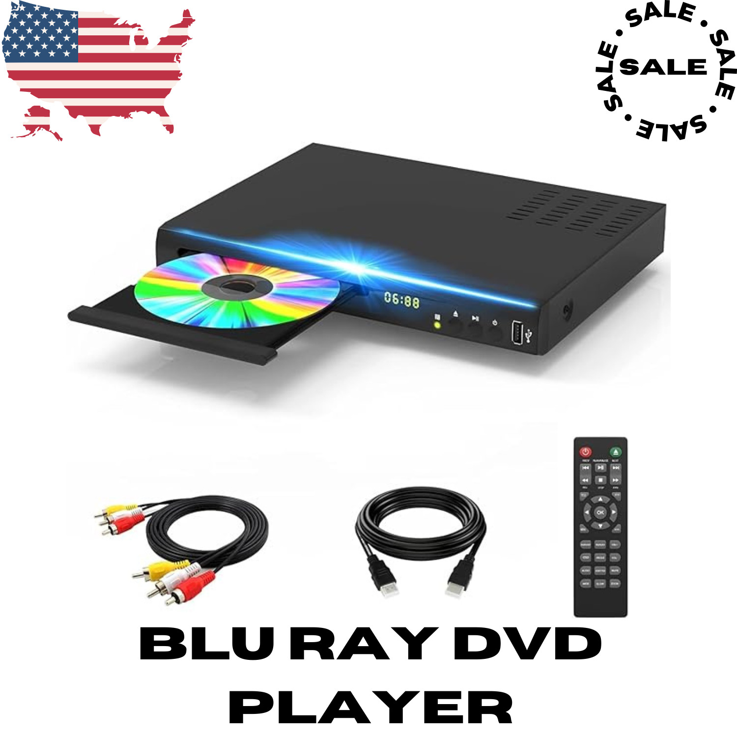 Blu Ray DVD Player, 1080P Home Theater Disc System, Play All DVDs and Region ...