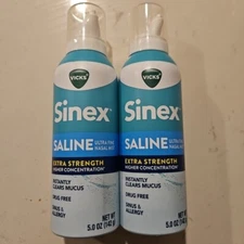 Vicks Sinex Saline Ultra Fine Nasal Mist Extra Strength 5oz X2 Exp 2027+