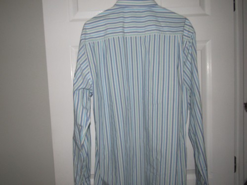 PAUL & SHARK Italy Men's 42 Size Large Button Up Shirt Blue White Striped L/S - Picture 3 of 5